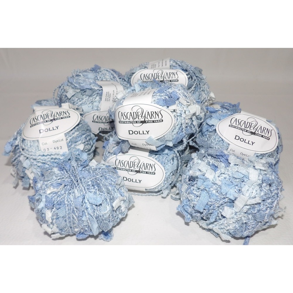 11  Cascade Yarns Dolly Blue Variegated Cotton Blend Ribbon Yarn Lot 03 492